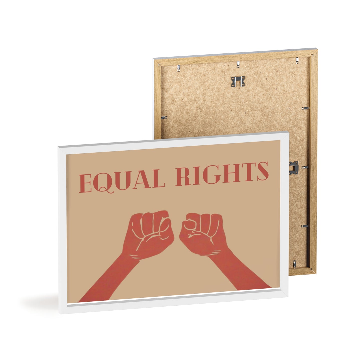 Wand-Manifest, Equal Rights Poster in Holzrahmen Schwarz und Weiß, Ästhetisches Poster Gleichberechtigung Wandkunst und Bürodekoration