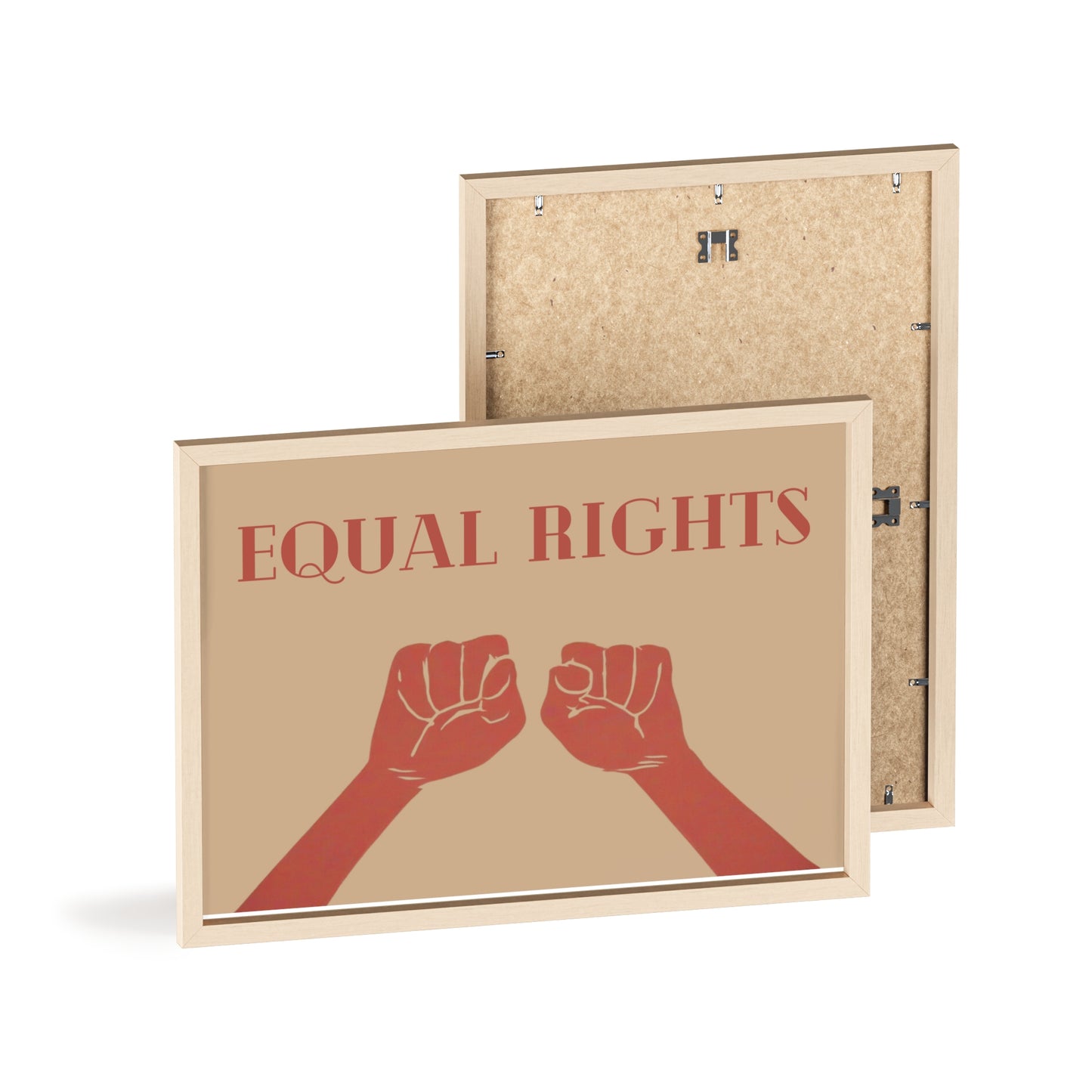 Wand-Manifest, Equal Rights Poster in Holzrahmen Schwarz und Weiß, Ästhetisches Poster Gleichberechtigung Wandkunst und Bürodekoration