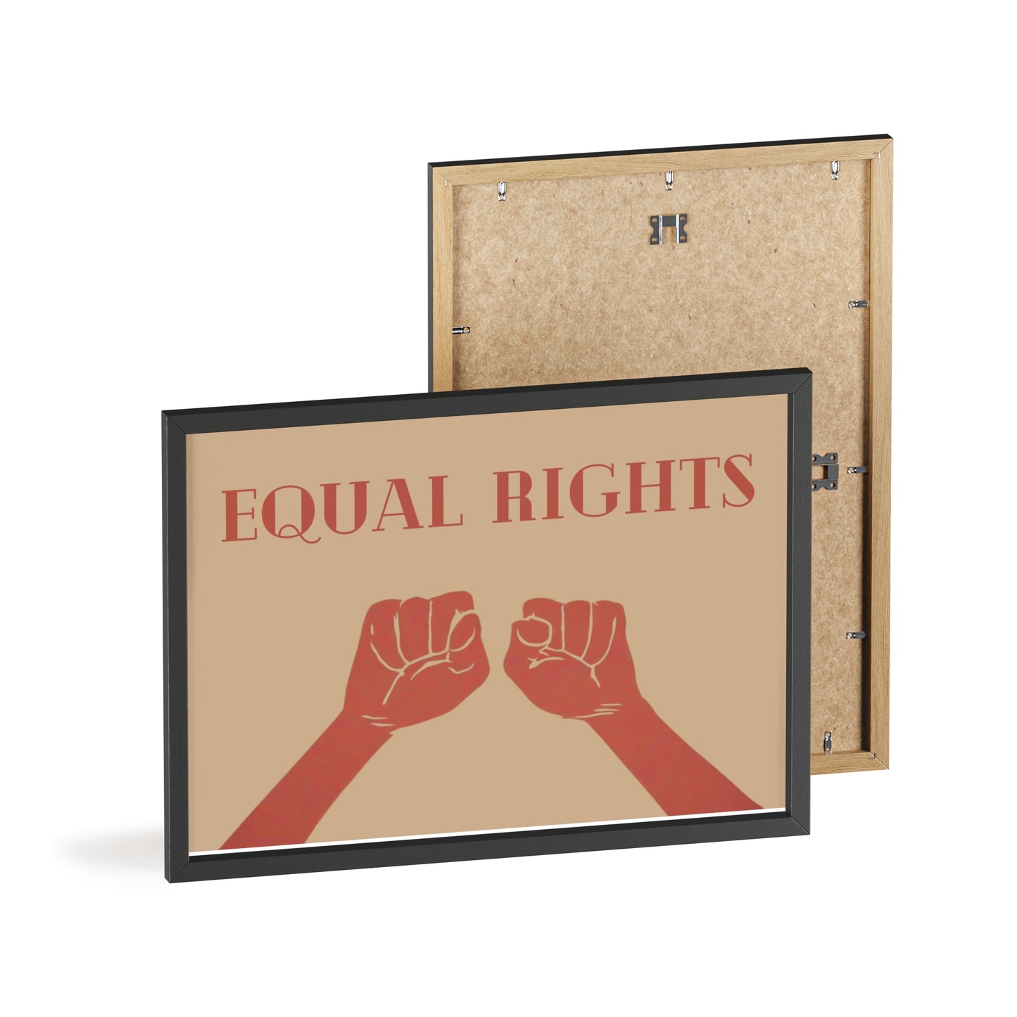 Wand-Manifest, Equal Rights Poster in Holzrahmen Schwarz und Weiß, Ästhetisches Poster Gleichberechtigung Wandkunst und Bürodekoration