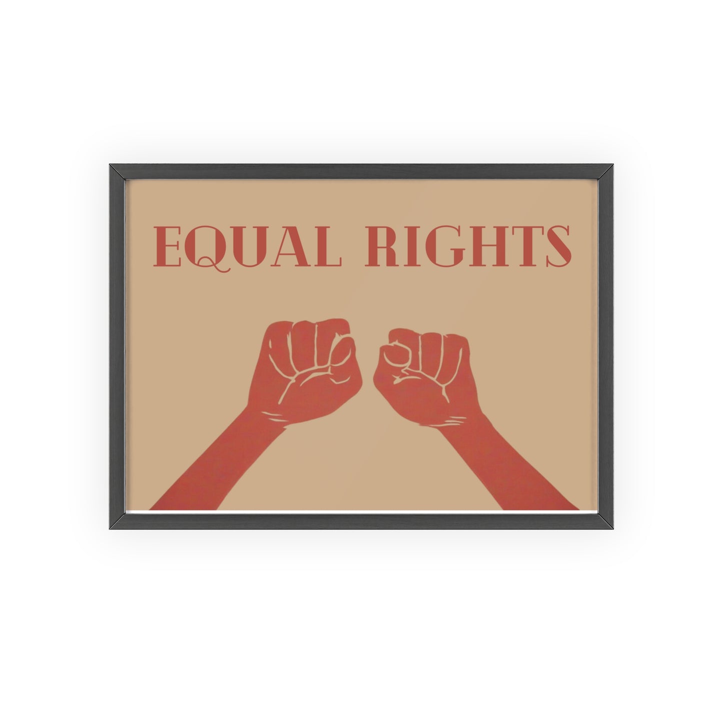 Wand-Manifest, Equal Rights Poster in Holzrahmen Schwarz und Weiß, Ästhetisches Poster Gleichberechtigung Wandkunst und Bürodekoration