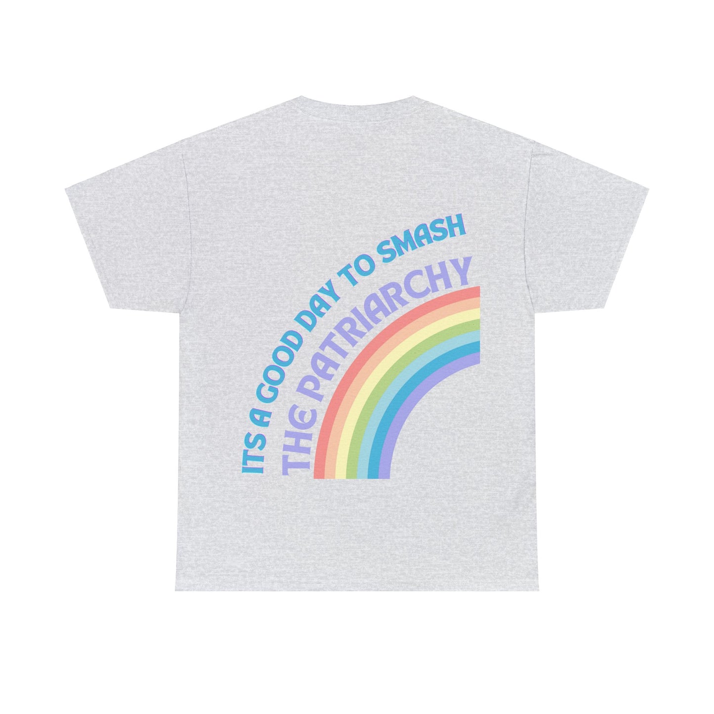 Unisex Heavy Cotton T-Shirt, It's a Good Day to Smash the Patriarchy, Feministisches Statement Shirt mit Regenbogenfarben, Unisex T-Shirt