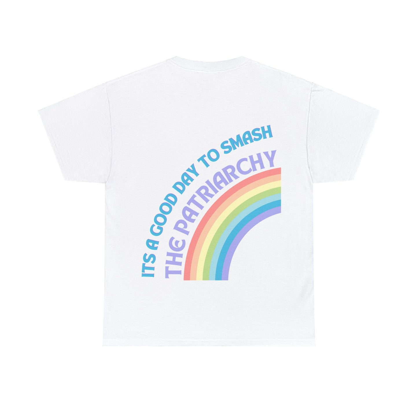 Unisex Heavy Cotton T-Shirt, It's a Good Day to Smash the Patriarchy, Feministisches Statement Shirt mit Regenbogenfarben, Unisex T-Shirt