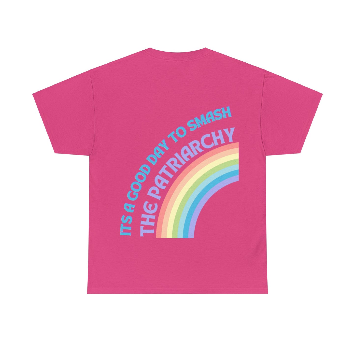 Unisex Heavy Cotton T-Shirt, It's a Good Day to Smash the Patriarchy, Feministisches Statement Shirt mit Regenbogenfarben, Unisex T-Shirt