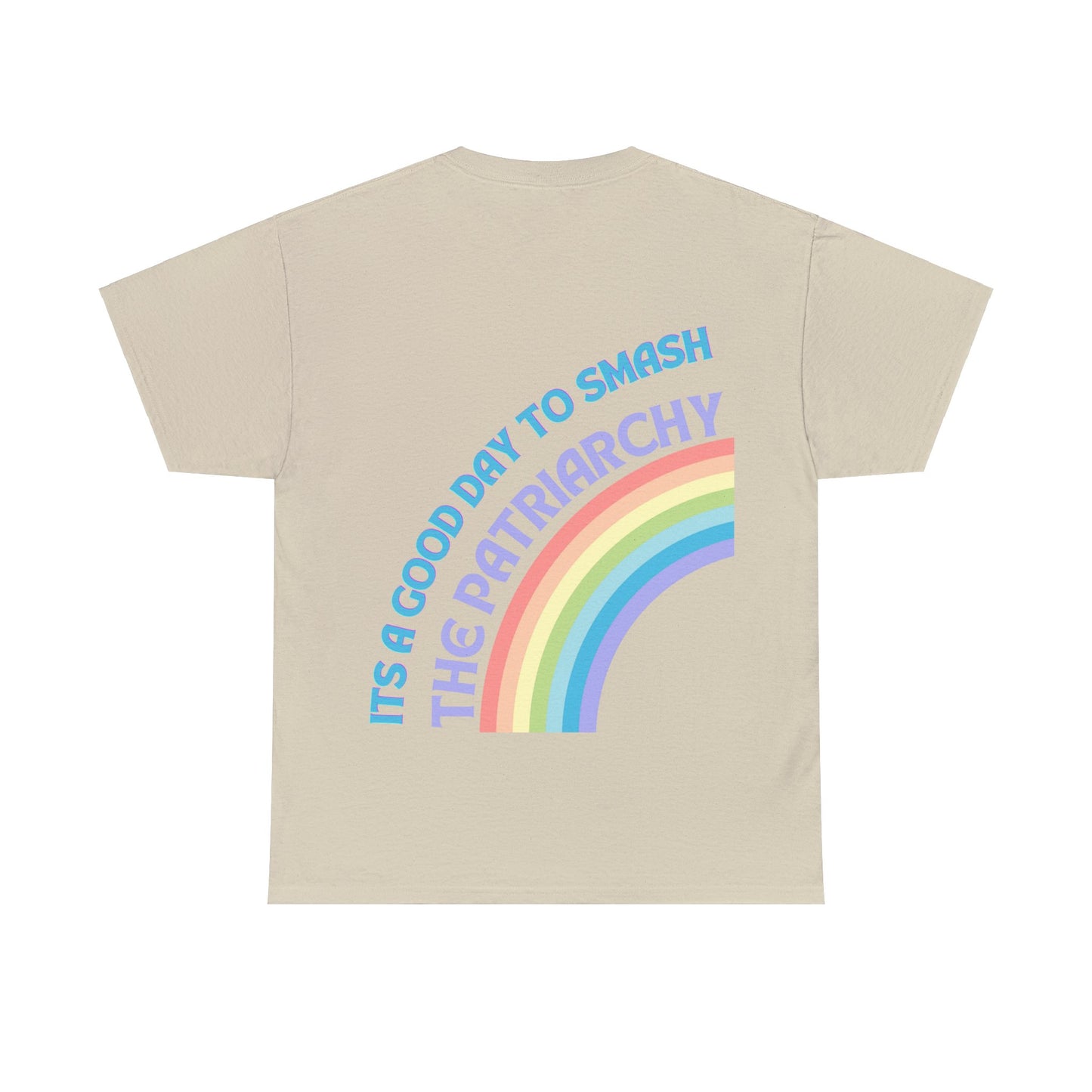 Unisex Heavy Cotton T-Shirt, It's a Good Day to Smash the Patriarchy, Feministisches Statement Shirt mit Regenbogenfarben, Unisex T-Shirt